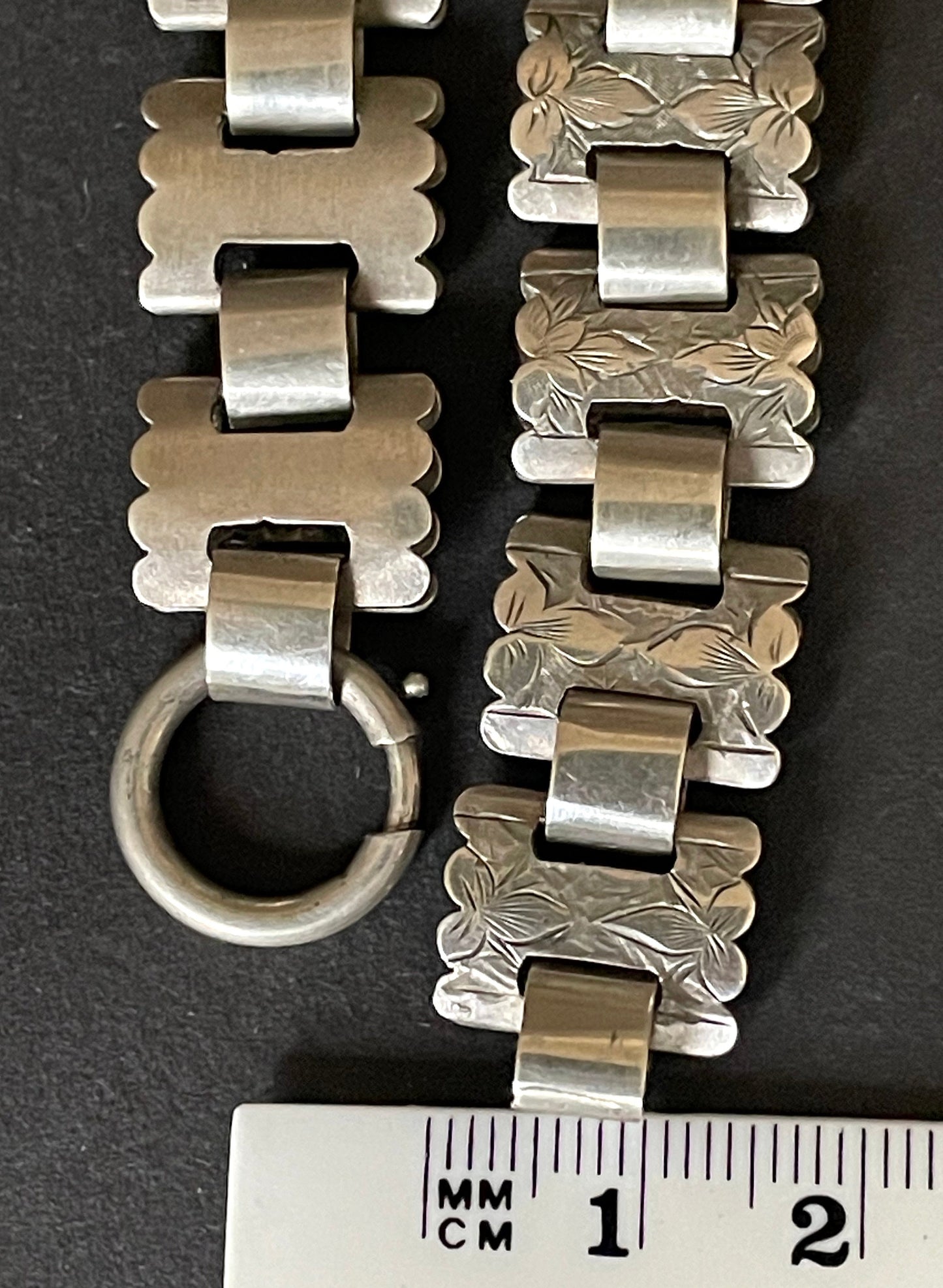 Antique Victorian sterling silver (tested) heavy bookchain necklace with large oval locket, beautiful engraving