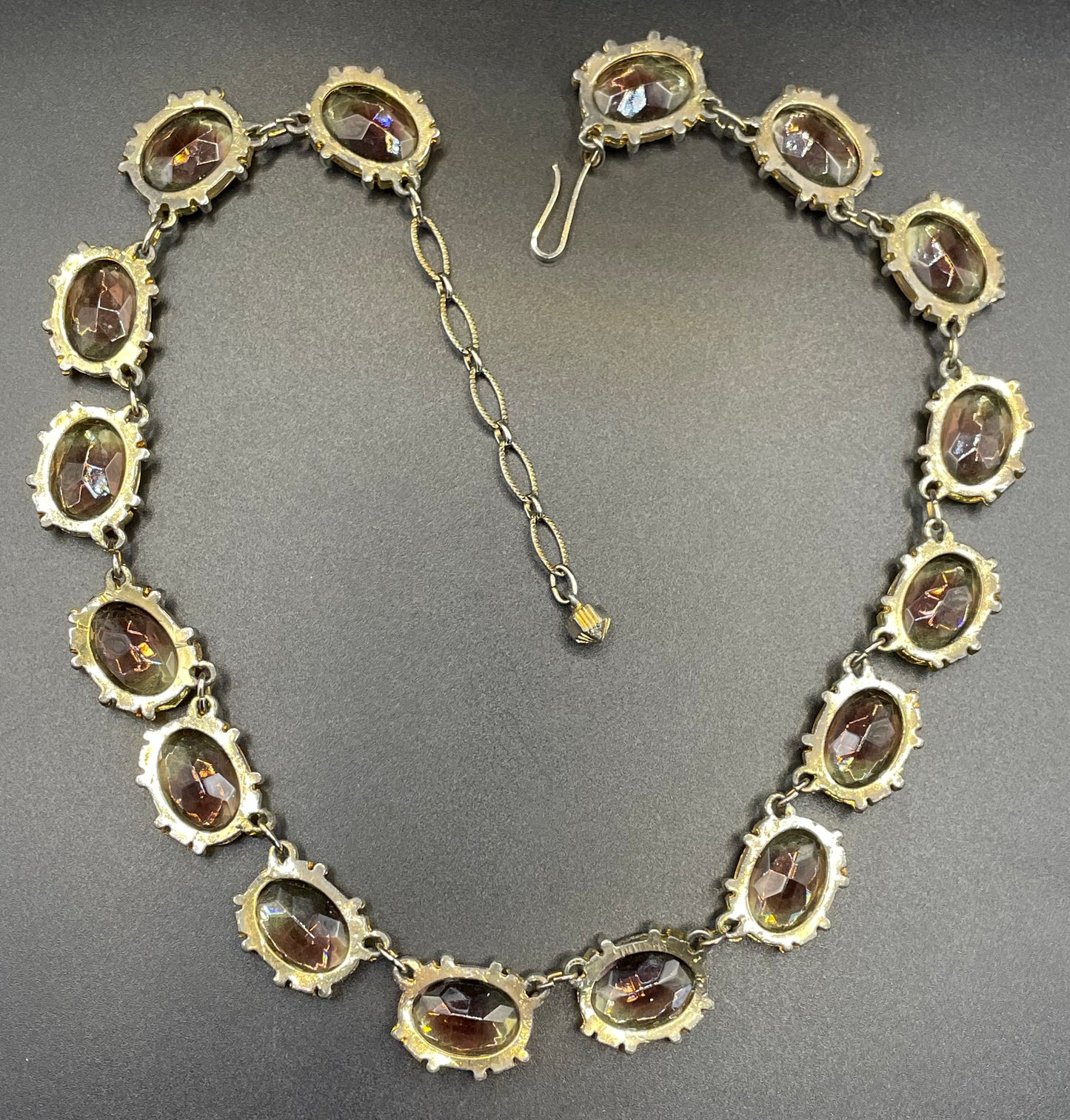 Vintage bi-colour purple amethyst and yellow citrine ametrine glass crystal riviere necklace by Sphinx
