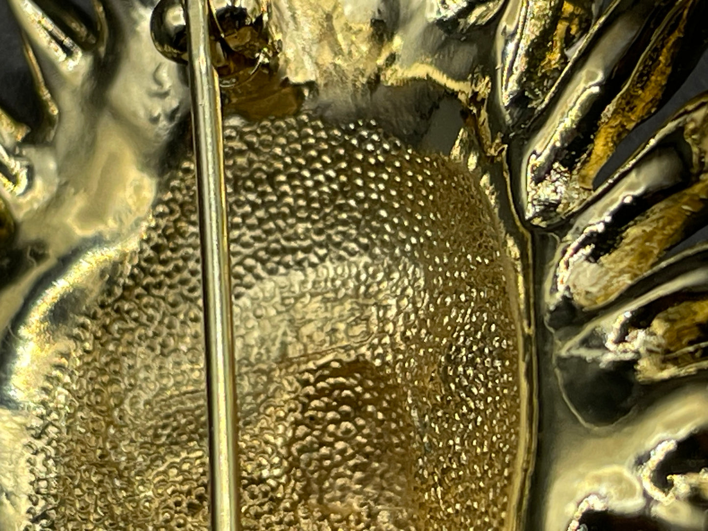 Vintage Attwood and Sawyer (A&S) large rhinestone lion brooch - signed, 22ct gold-plated, champagne and topaz colour stones