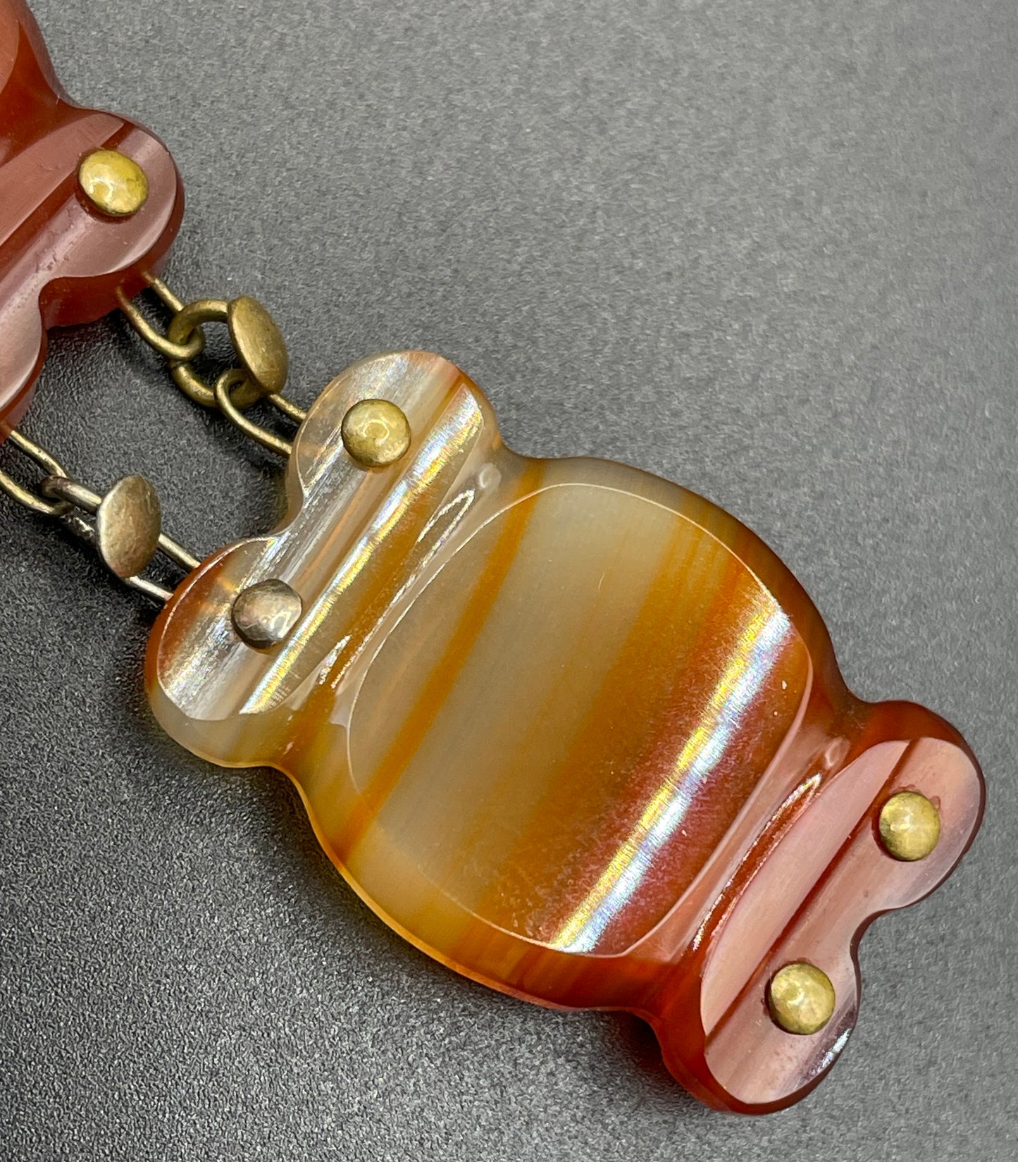 Antique Victorian carnelian agate carved panel Scottish style bracelet, beautiful gemstones, please read description for condition