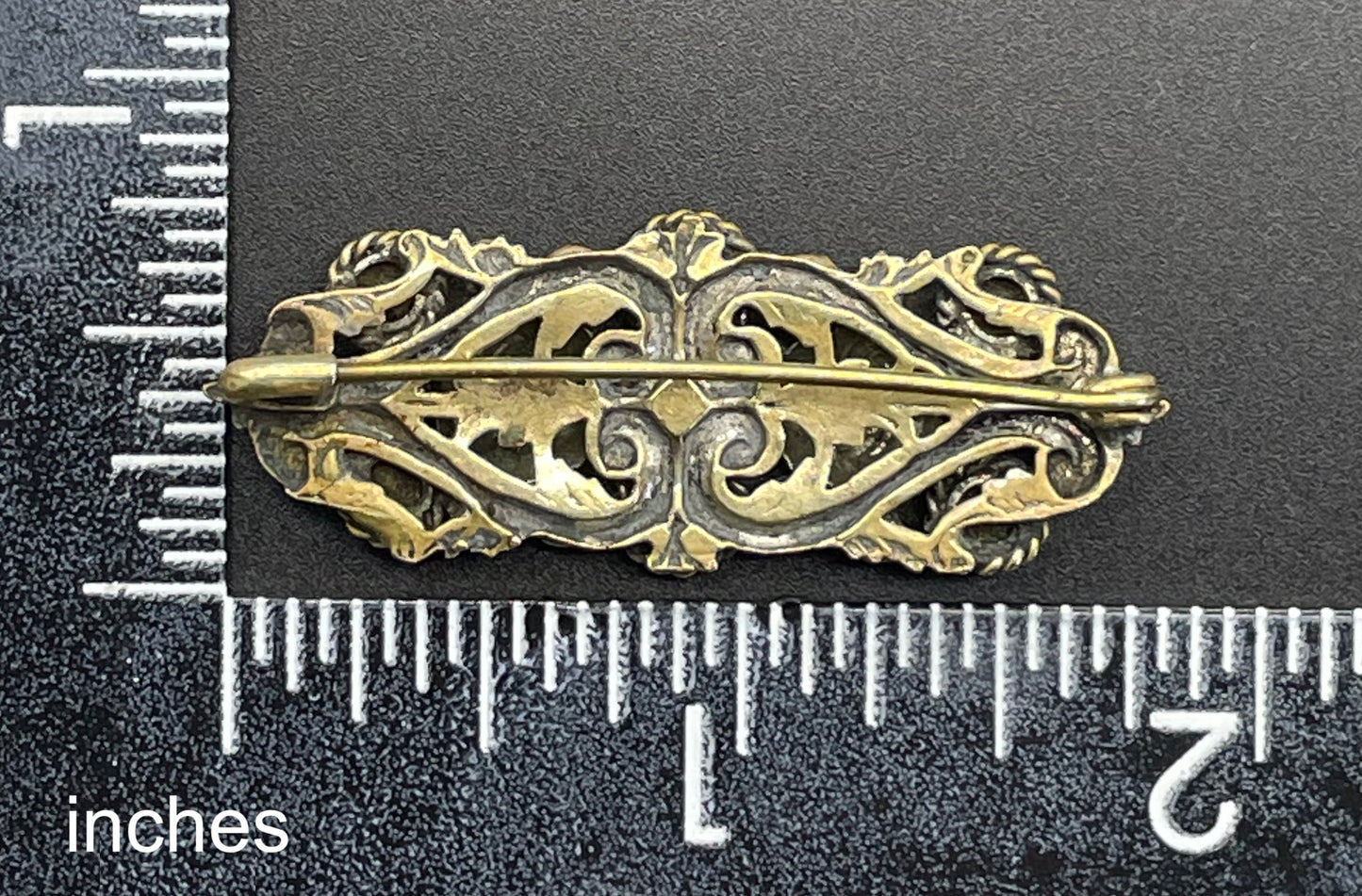 Vintage Art Deco Czech Neiger Brothers, Max Neiger gold tone petite brooch with faux marcasite stones and citrine coloured rhinestones