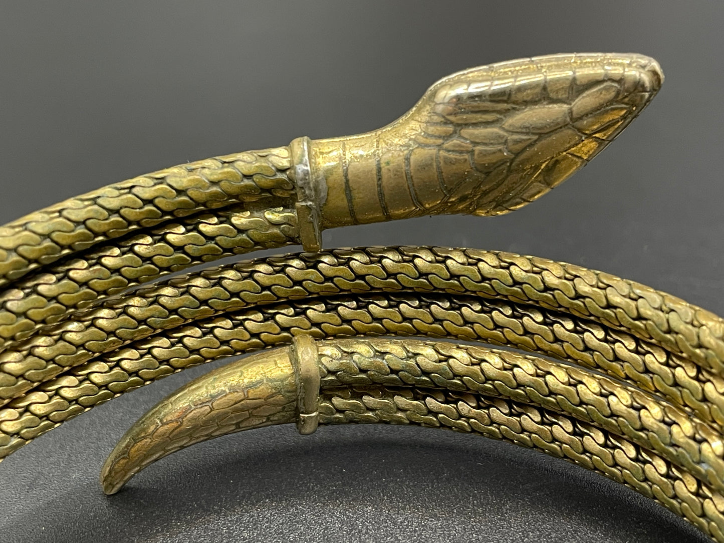 Vintage / antique rolled gold snake serpent bracelet bangle, double coiled, beautiful detail