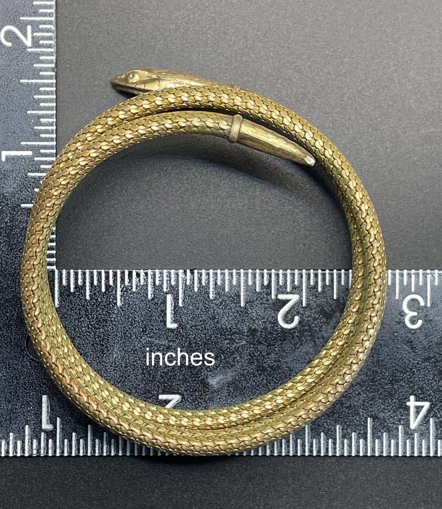 Vintage / antique rolled gold snake serpent bracelet bangle, double coiled, beautiful detail