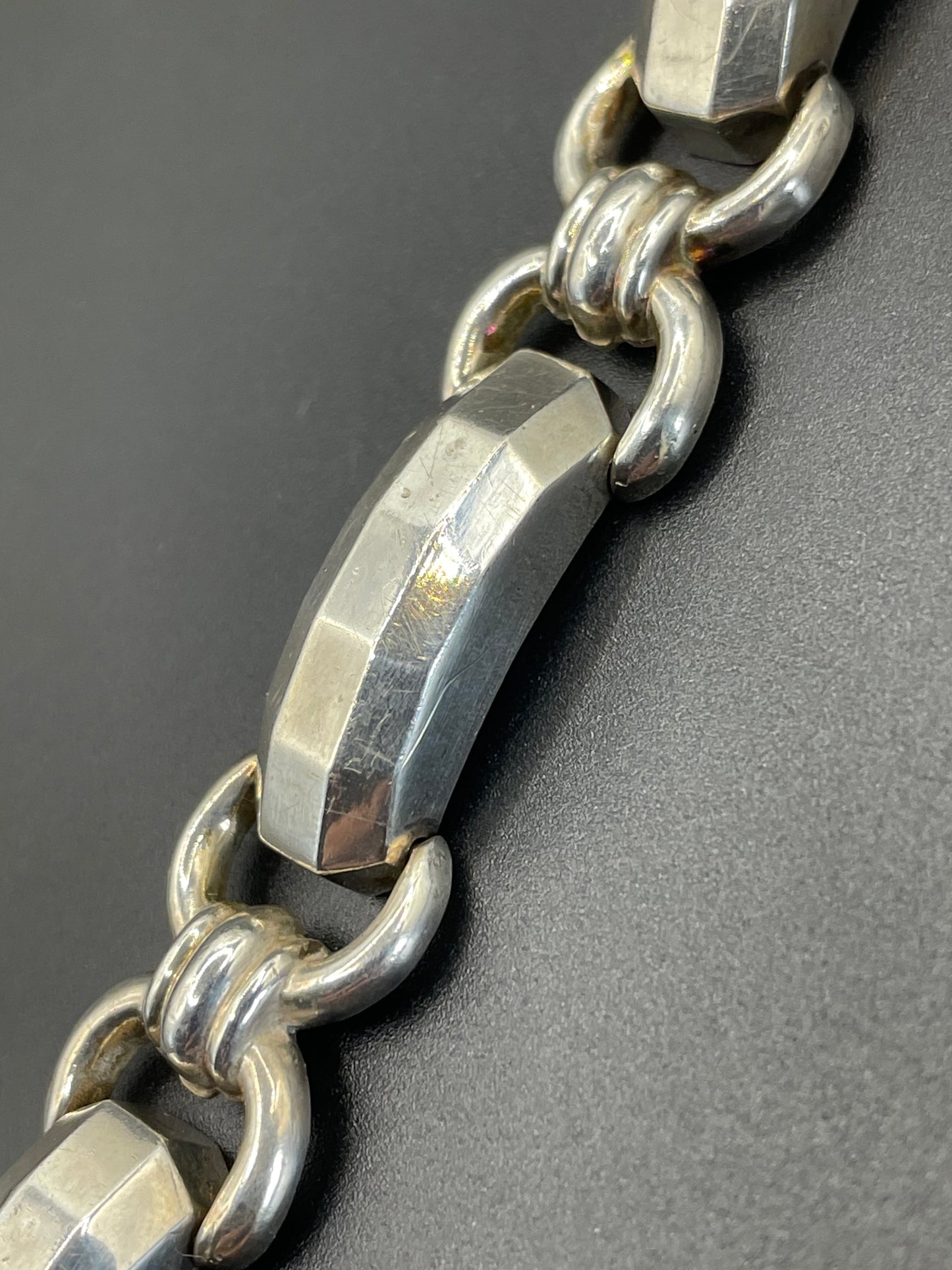 Vintage Art Deco hallmarked 900 silver tank track panel bracelet - 16 grams