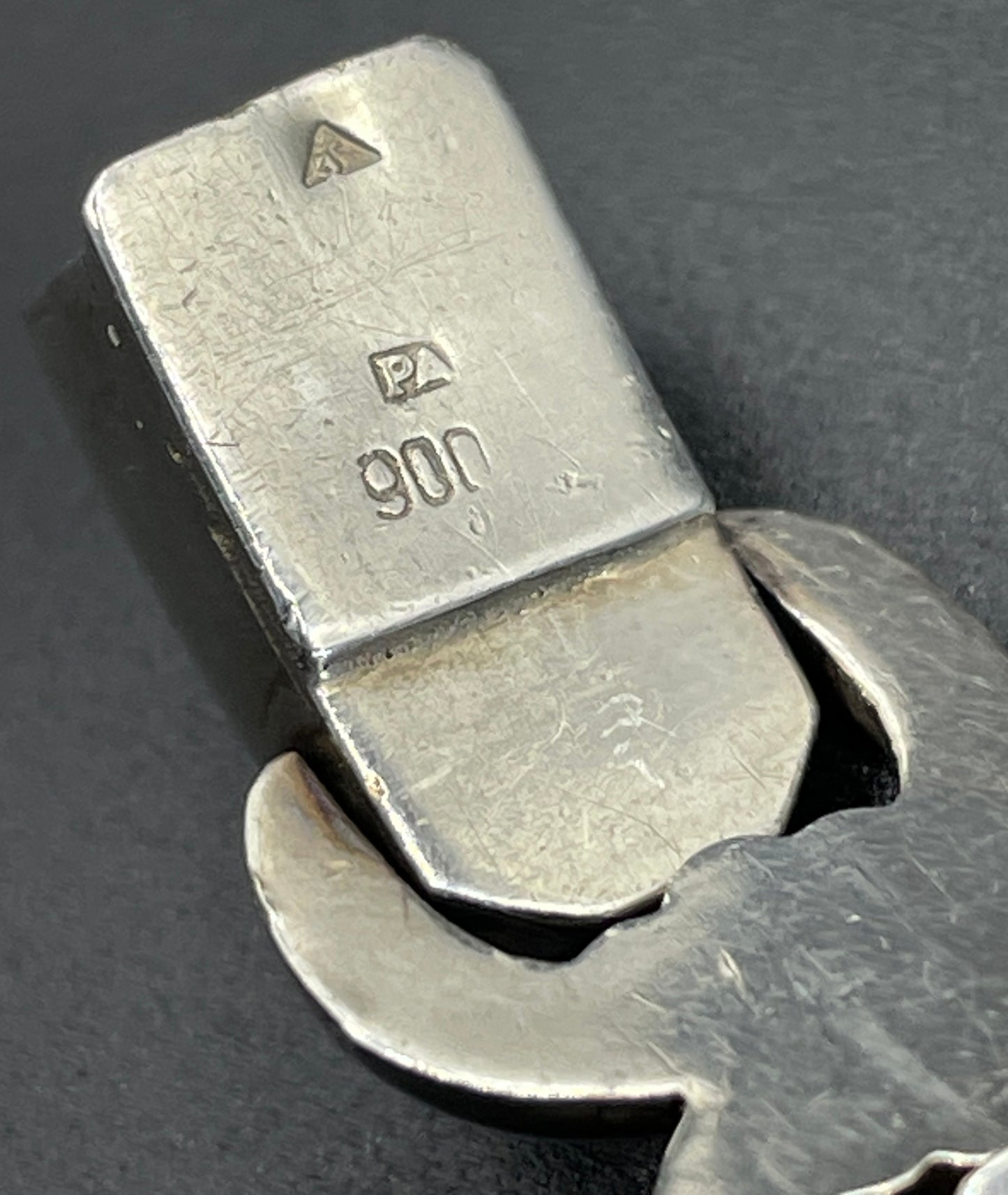 Vintage Art Deco hallmarked 900 silver tank track panel bracelet - 16 grams