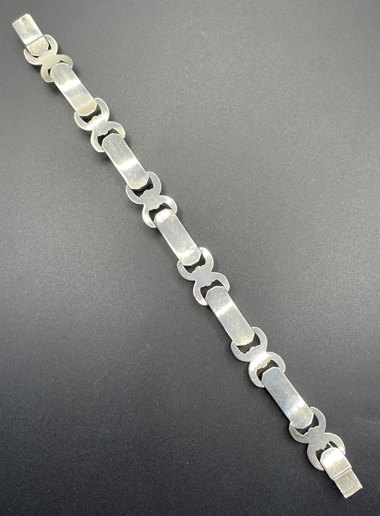 Vintage Art Deco hallmarked 900 silver tank track panel bracelet - 16 grams