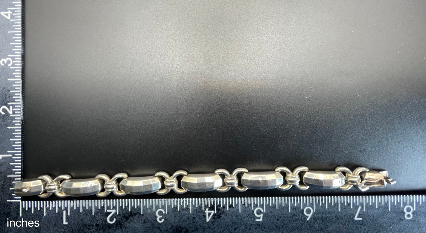 Vintage Art Deco hallmarked 900 silver tank track panel bracelet - 16 grams