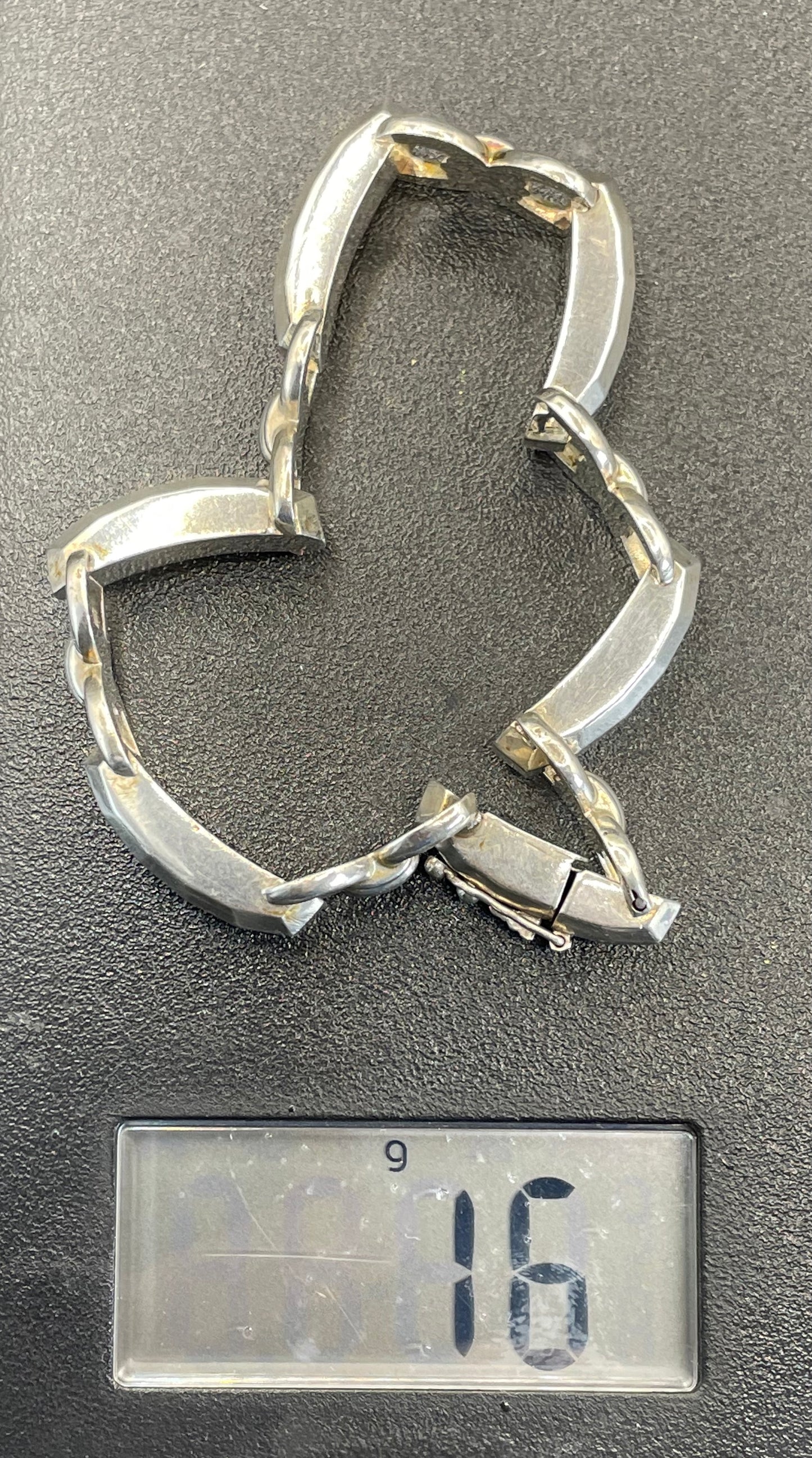 Vintage Art Deco hallmarked 900 silver tank track panel bracelet - 16 grams