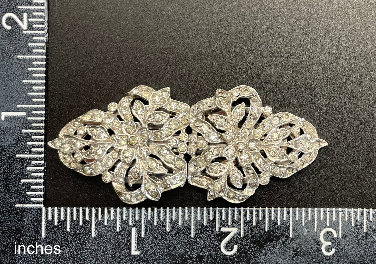 Vintage Art Deco rhinestone duette, brooch that is convertible into two dress clips, metamorphic jewellery, Ciro Pearls, made by Trifari