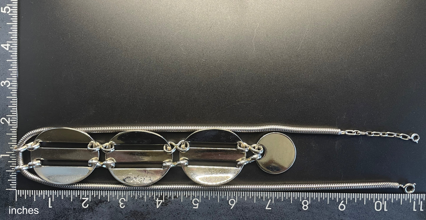 Huge vintage signed Grosse 1971 shiny silver tone long pendant necklace, space age disco design by Henkel & Grosse - makers for Dior