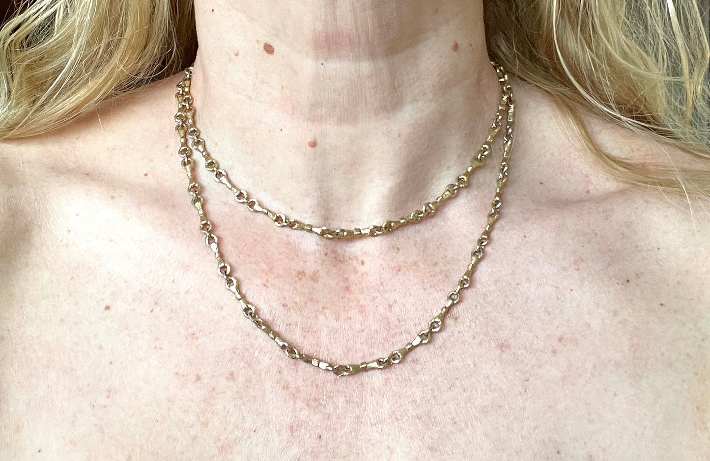 Vintage Christian Dior signed gold plated long ornate chain link necklace