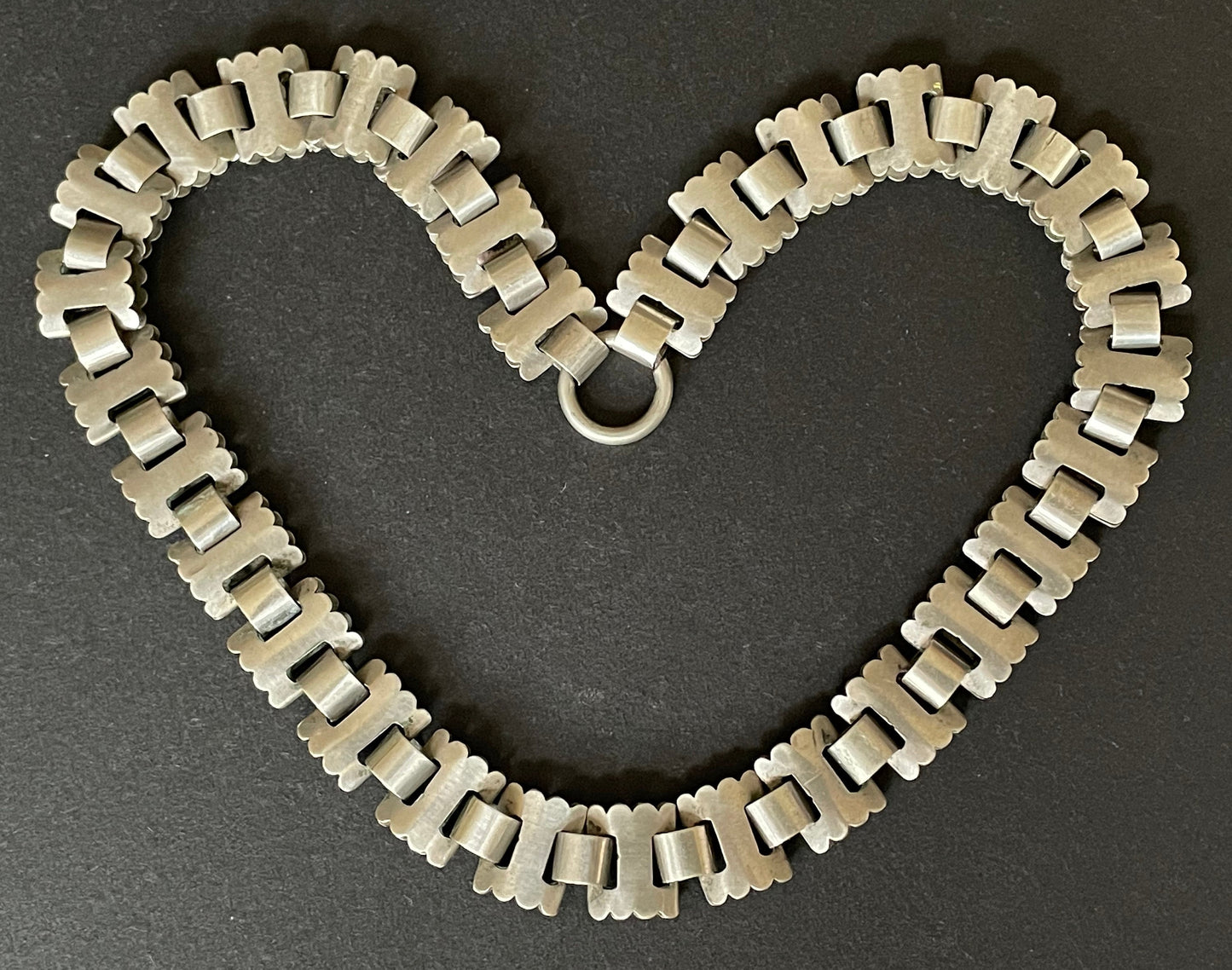 Antique Victorian sterling silver (tested) heavy bookchain necklace with large oval locket, beautiful engraving