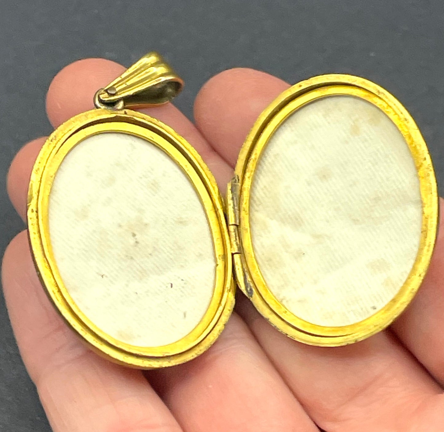Antique Victorian gold plated or rolled gold heavy bookchain necklace with large oval locket, gypsy set with beautiful clear paste stone
