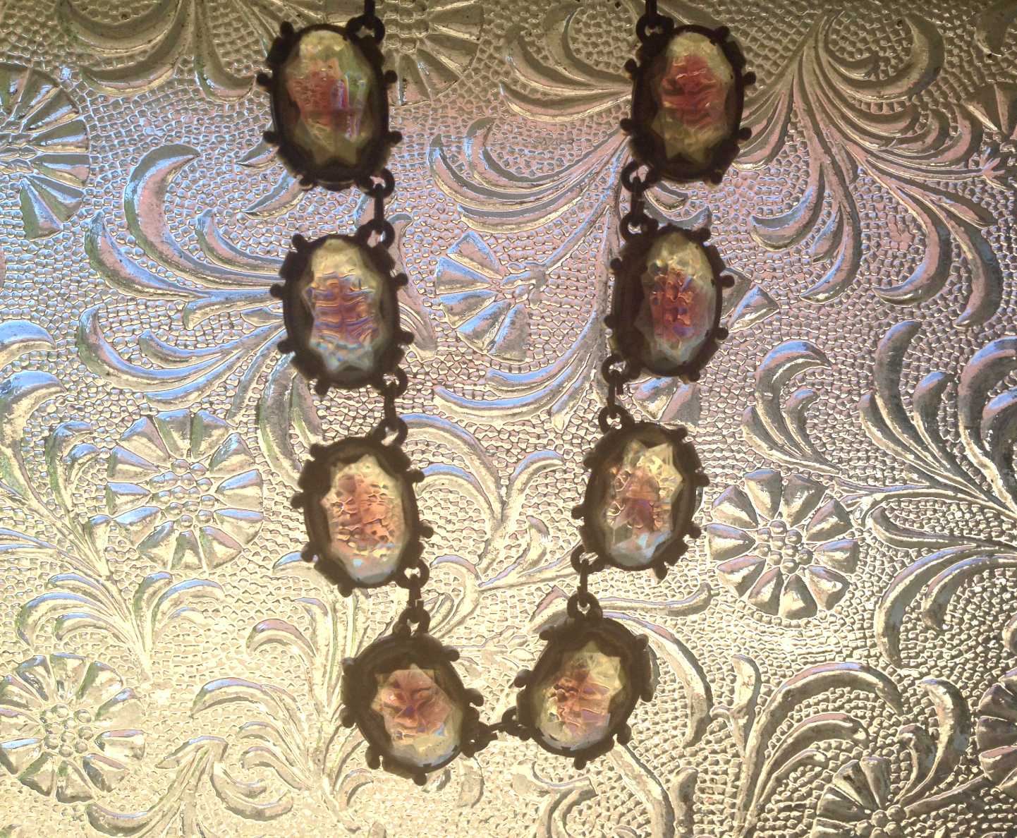 Vintage bi-colour purple amethyst and yellow citrine ametrine glass crystal riviere necklace by Sphinx