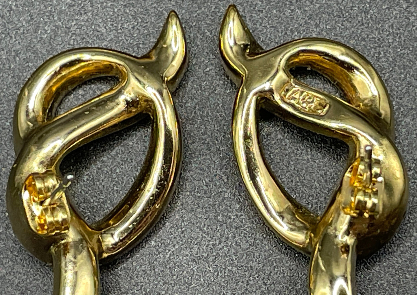 Vintage Attwood and Sawyer (A&S) signed faux pearl drop, rhinestone and 22ct gold plated necklace and earrings set, earrings for pierced ears