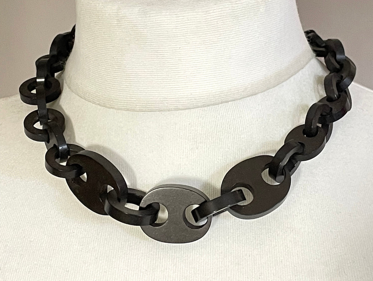 Antique Victorian vulcanite chunky chain necklace