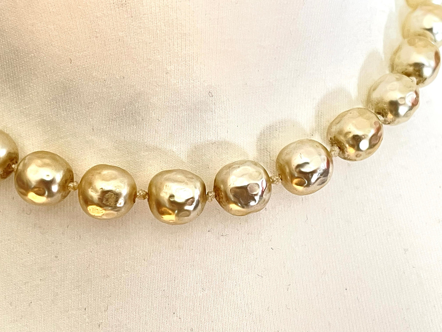 Vintage Louis Rousselet classic chic faux baroque pearl choker necklace, stunning cream coloured glass pearls individually hand-knotted