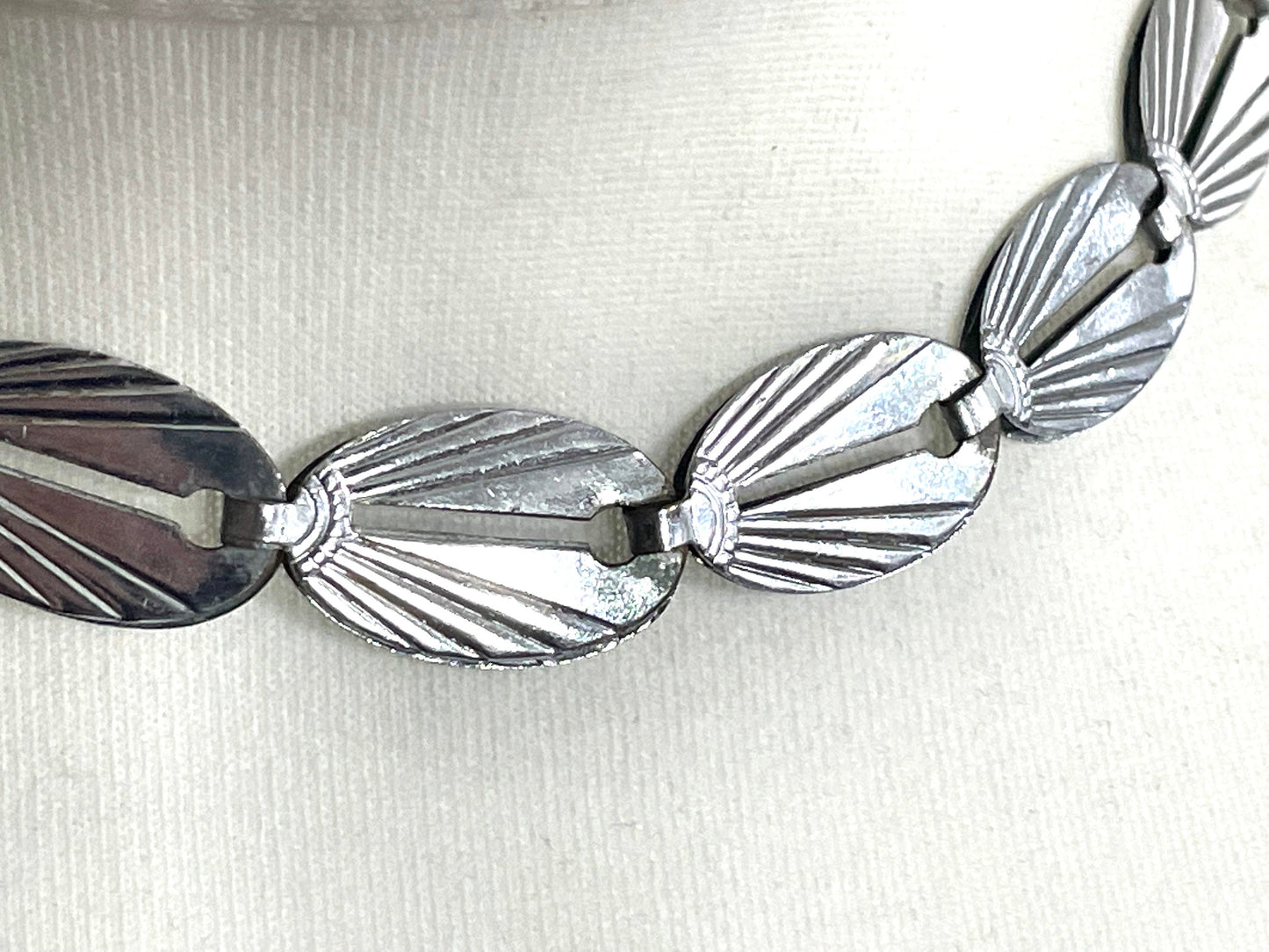 Vintage Jakob Bengel Art Deco machine age chrome geometric necklace from the 1930s