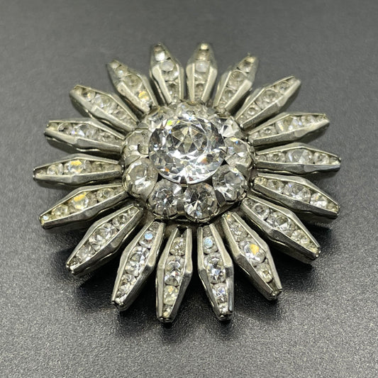 Vintage DRGM Schreiber & Hiller (but unsigned) Art Deco channel set paste clear rhinestone brooch - petite and beautiful