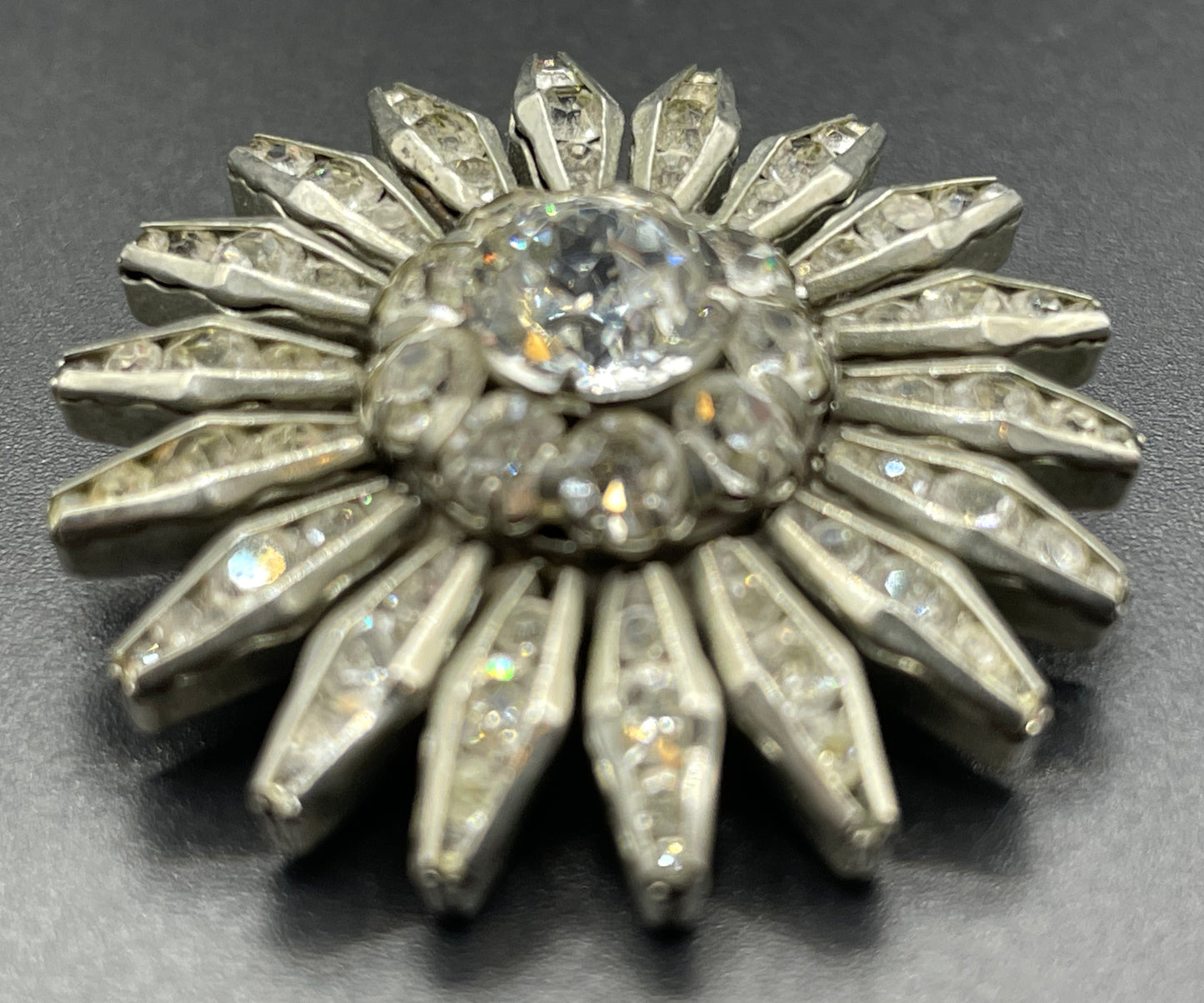 Vintage DRGM Schreiber & Hiller (but unsigned) Art Deco channel set paste clear rhinestone brooch - petite and beautiful