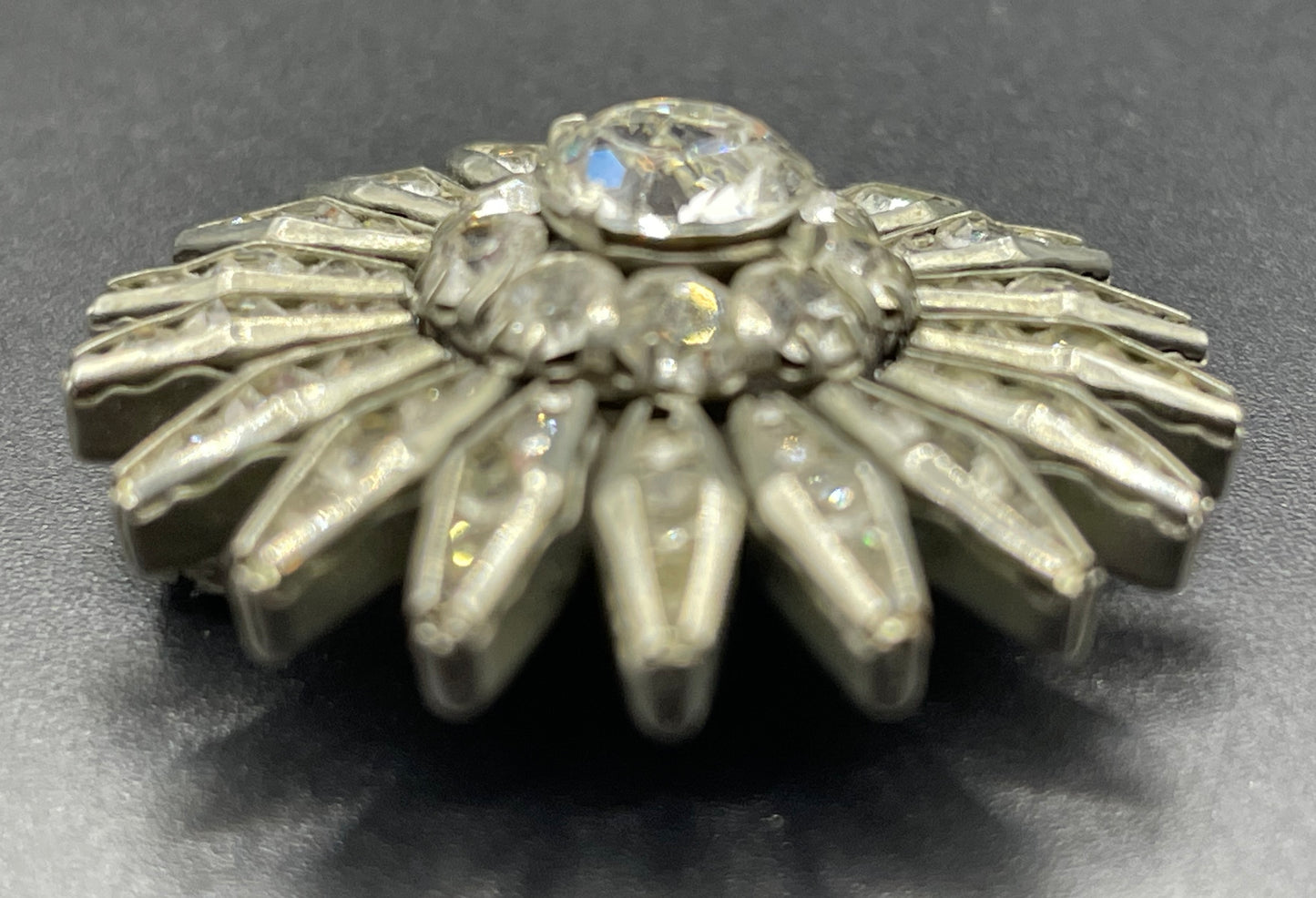 Vintage DRGM Schreiber & Hiller (but unsigned) Art Deco channel set paste clear rhinestone brooch - petite and beautiful