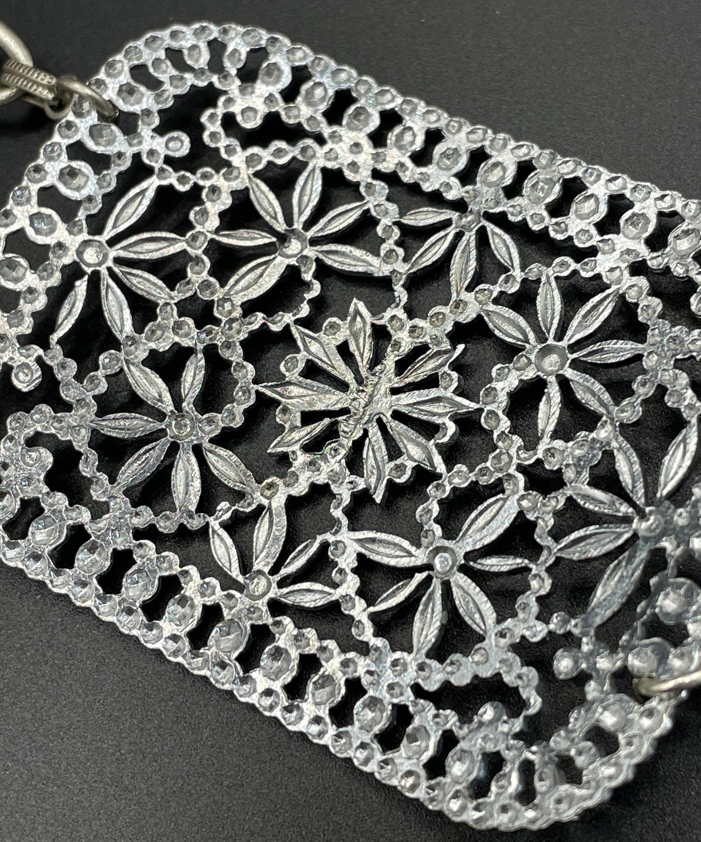 Antique Georgian to Victorian faceted cut steel double panel bracelet, rectangular shaped panels, beautifully ornate, sparkly piece