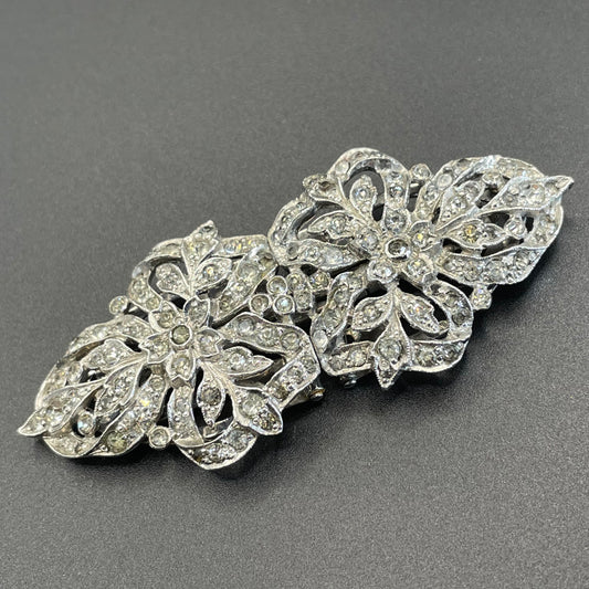 Vintage Art Deco rhinestone duette, brooch that is convertible into two dress clips, metamorphic jewellery, Ciro Pearls, made by Trifari