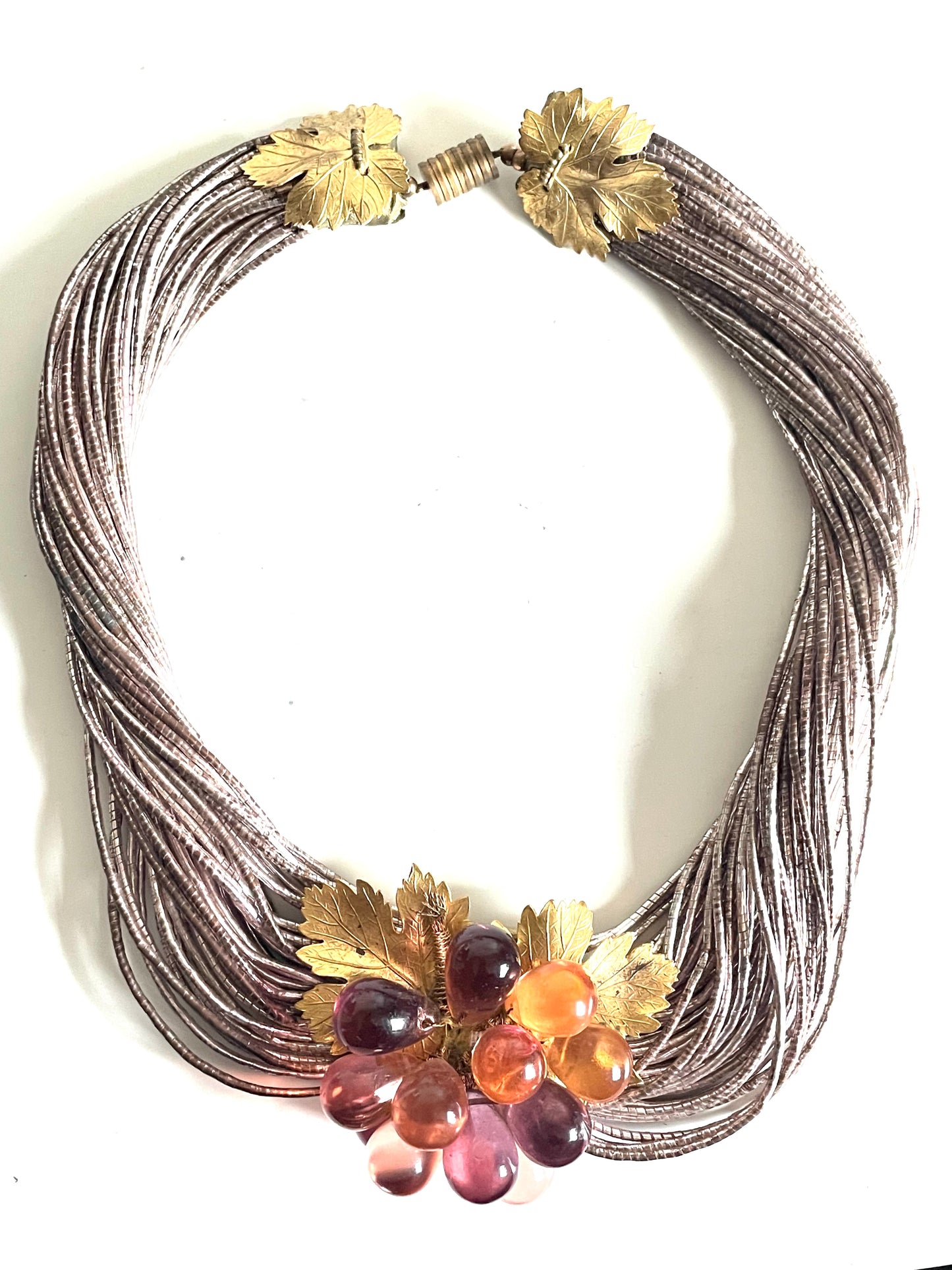 Vintage French Art Deco poured glass bead, gold tone and foiled wrapped multi-thread, possibly Louis Rousselet