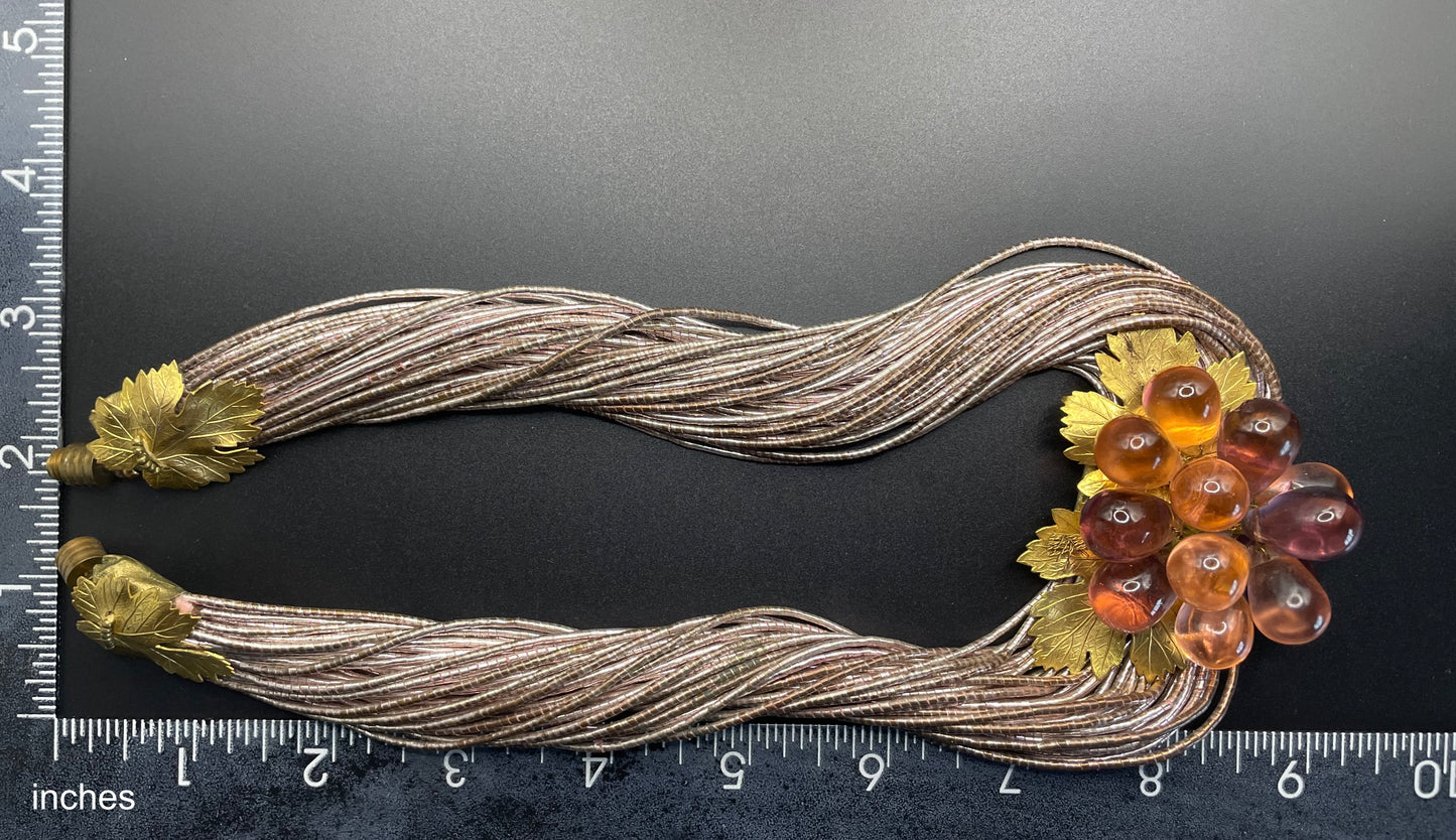 Vintage French Art Deco poured glass bead, gold tone and foiled wrapped multi-thread, possibly Louis Rousselet