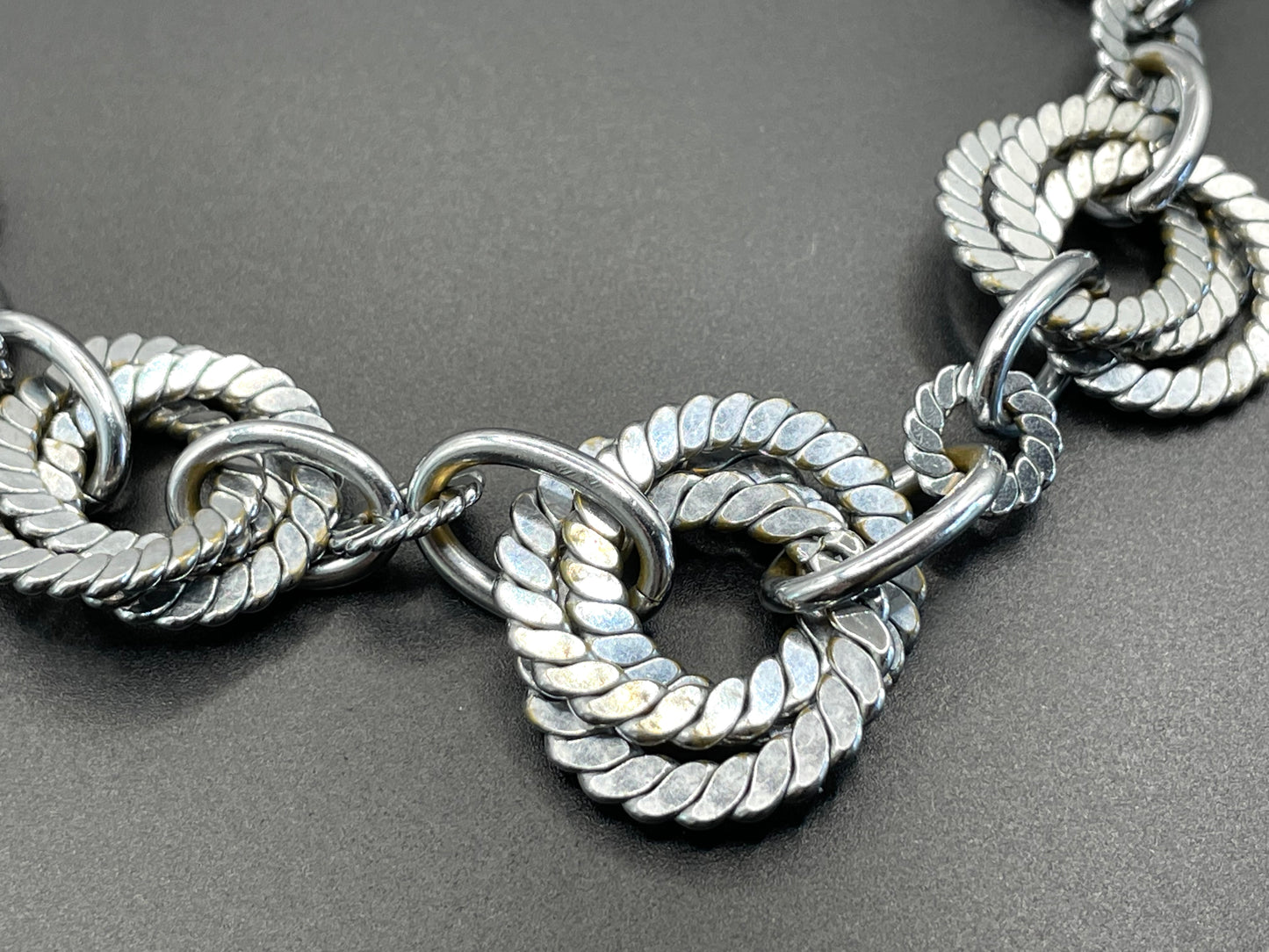 Vintage Jakob Bengel Art Deco machine age chrome geometric necklace from the 1930s