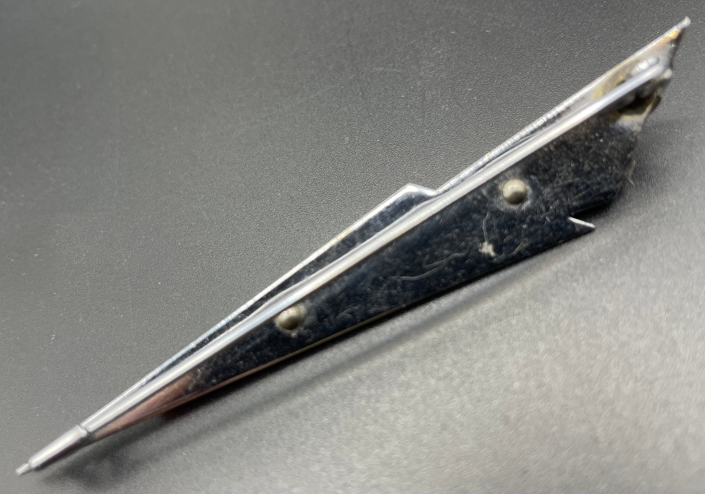 Vintage Jakob Bengel Art Deco machine age, beautiful red galalith and chrome geometric brooch