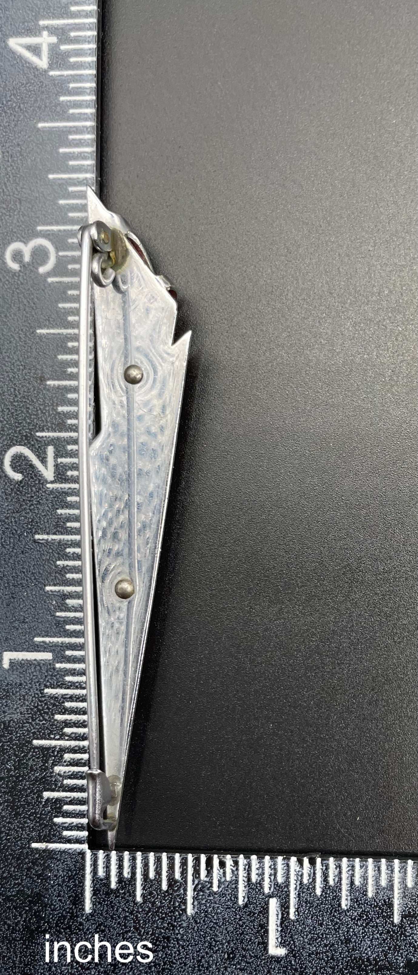 Vintage Jakob Bengel Art Deco machine age, beautiful red galalith and chrome geometric brooch