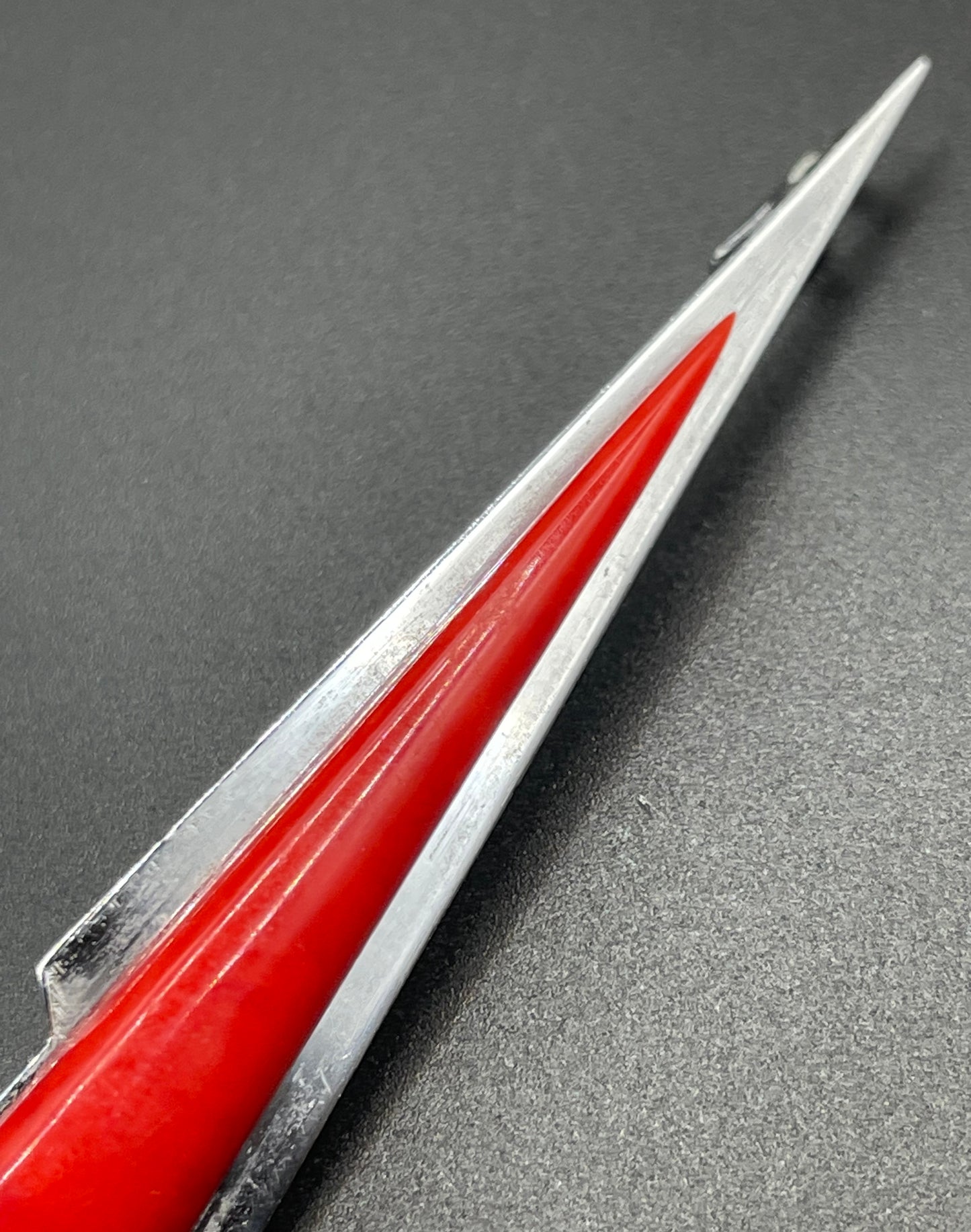 Vintage Jakob Bengel Art Deco machine age, beautiful red galalith and chrome geometric brooch