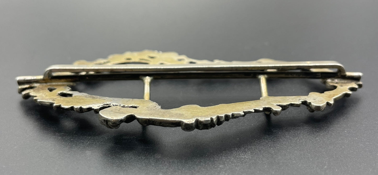 Vintage / antique large solid silver gilt Art Nouveau cherub putti belt buckle, stamped DC