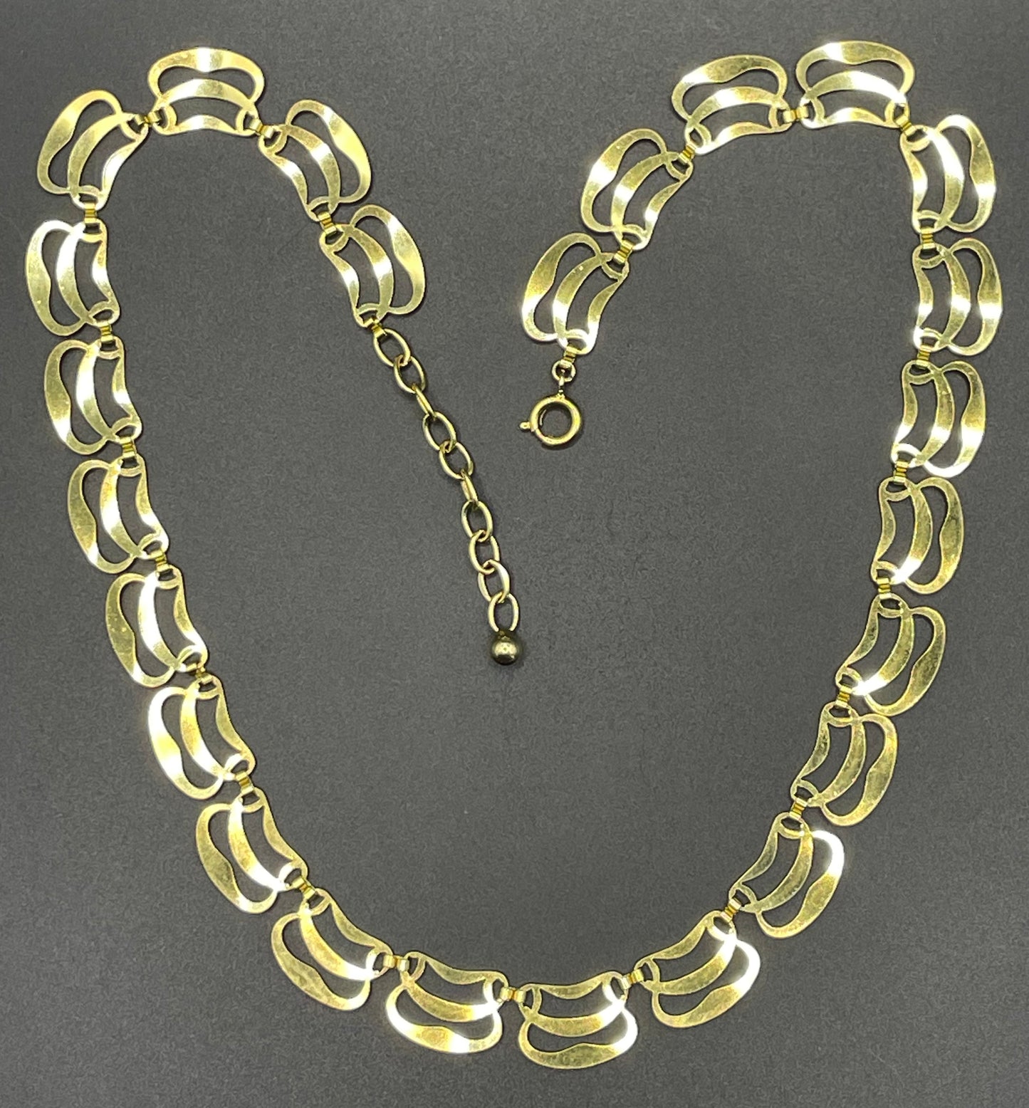 Vintage rolled gold Art Nouveau style abstract modernist design panel collar necklace