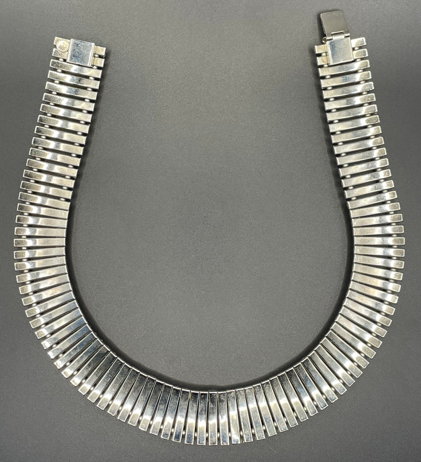 Vintage signed Butler and Wilson (B&W) Art Deco style channel set clear rhinestone collar necklace - reproduction of Schreiber and Hiller