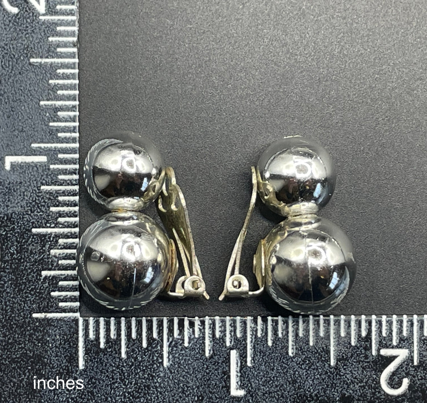 Vintage Jakob Bengel style Art Deco machine age style chrome thick snake chain knot sautoir necklace with silver tone balls & clip earrings