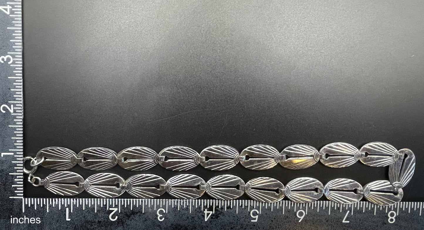 Vintage Jakob Bengel Art Deco machine age chrome geometric necklace from the 1930s