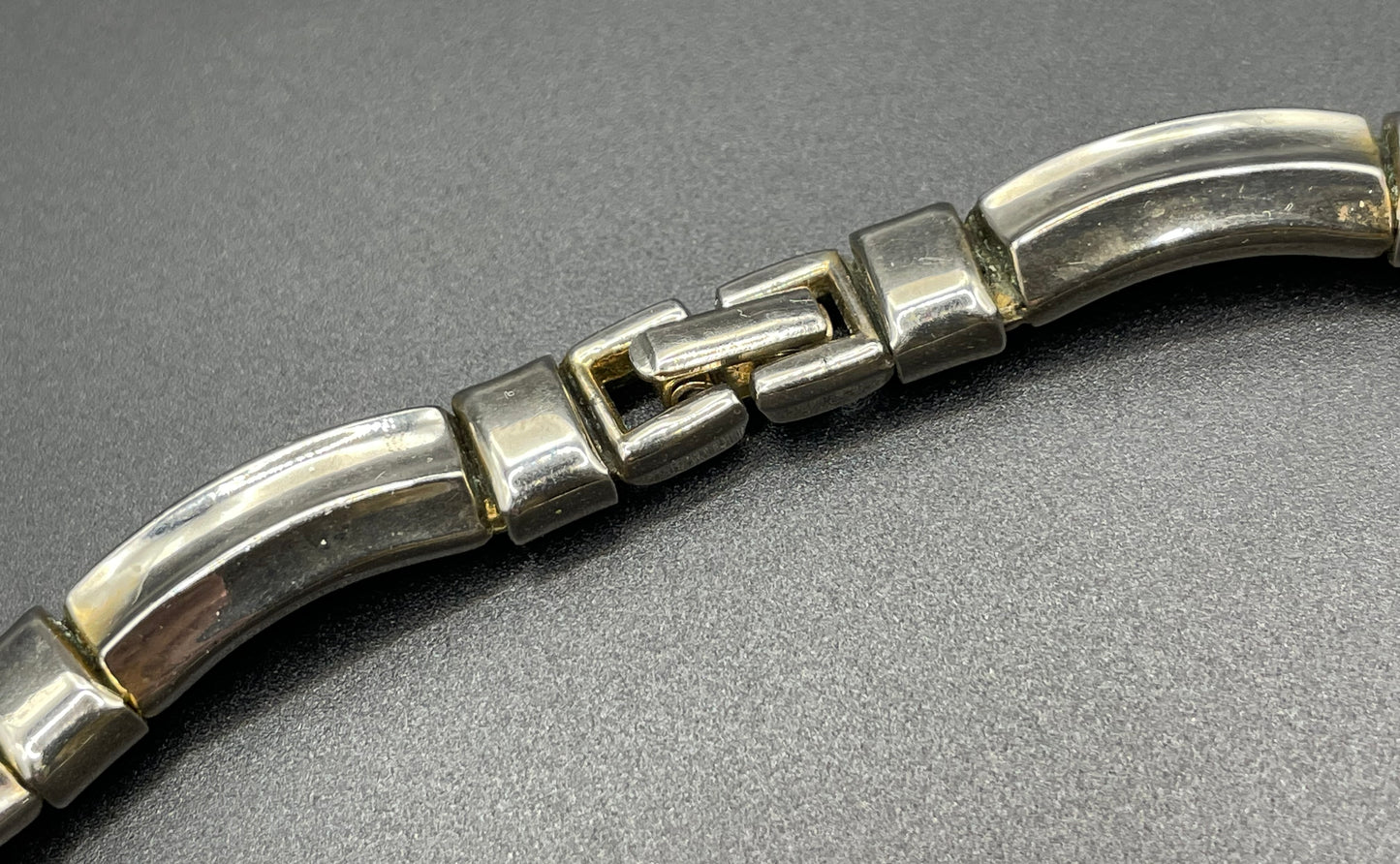 Vintage Alfred Philippe 1952 patent signed Trifari classic silver tone machine age style choker necklace