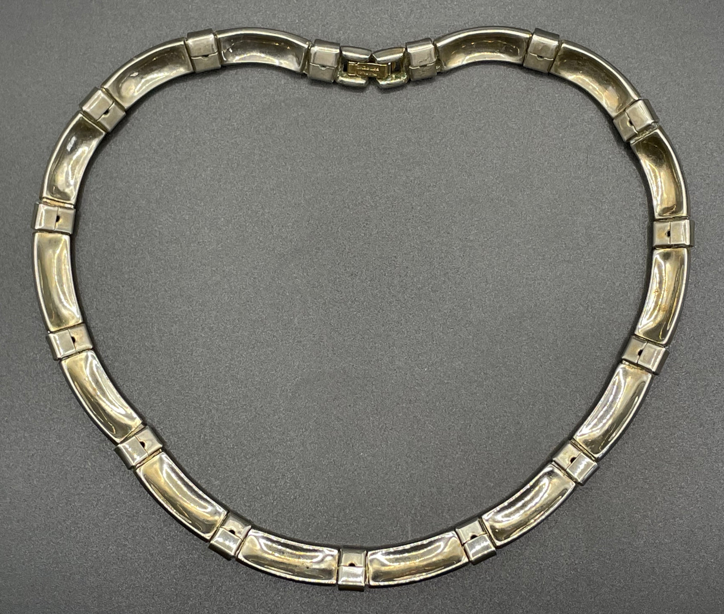 Vintage Alfred Philippe 1952 patent signed Trifari classic silver tone machine age style choker necklace