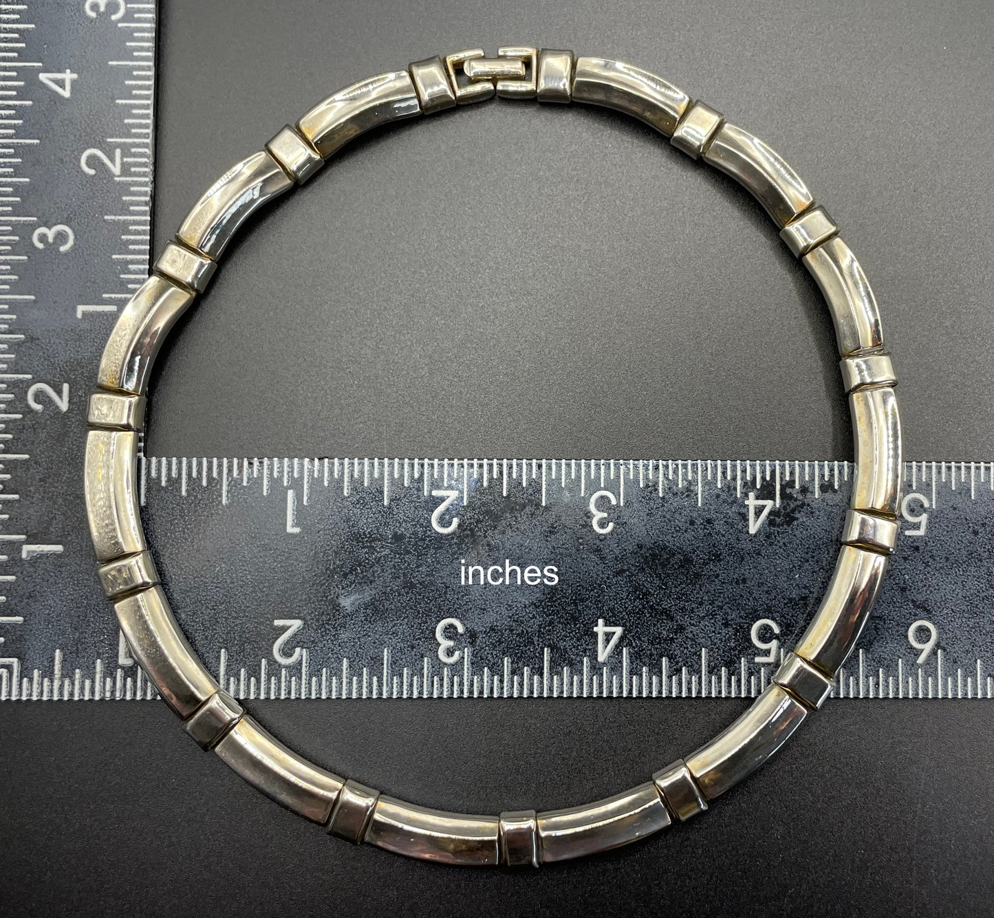 Vintage Alfred Philippe 1952 patent signed Trifari classic silver tone machine age style choker necklace
