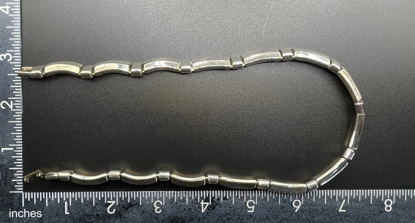 Vintage Alfred Philippe 1952 patent signed Trifari classic silver tone machine age style choker necklace