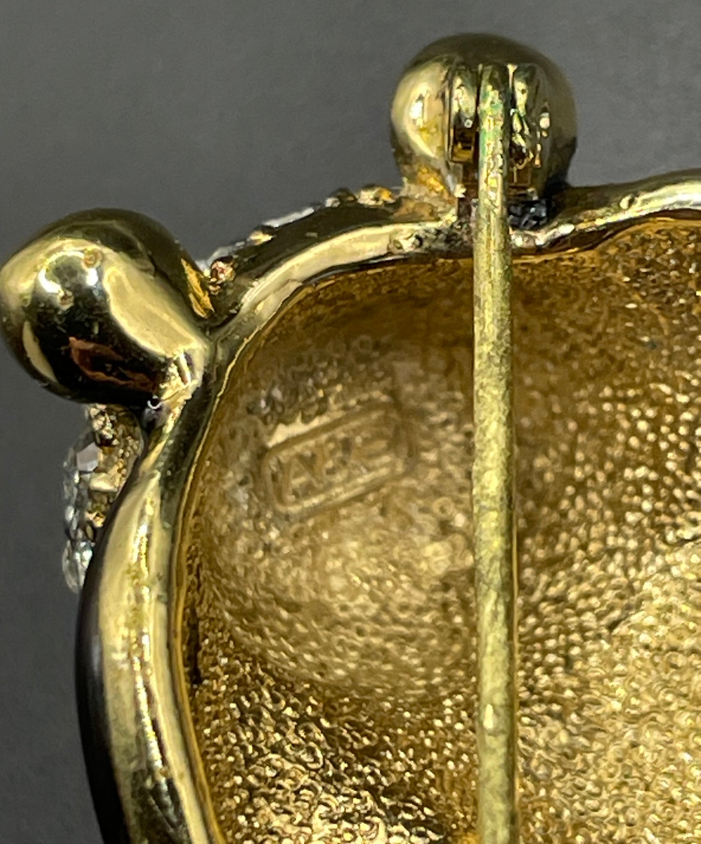 Vintage signed Attwood and Sawyer (A&S) rhinestone and enamel panda brooch, 22ct gold-plated