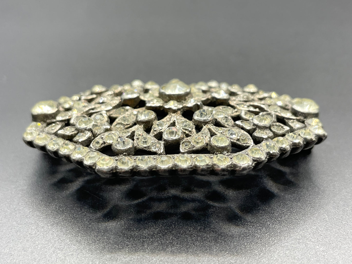 Large antique Victorian to Edwardian clear paste rhinestone brooch pin