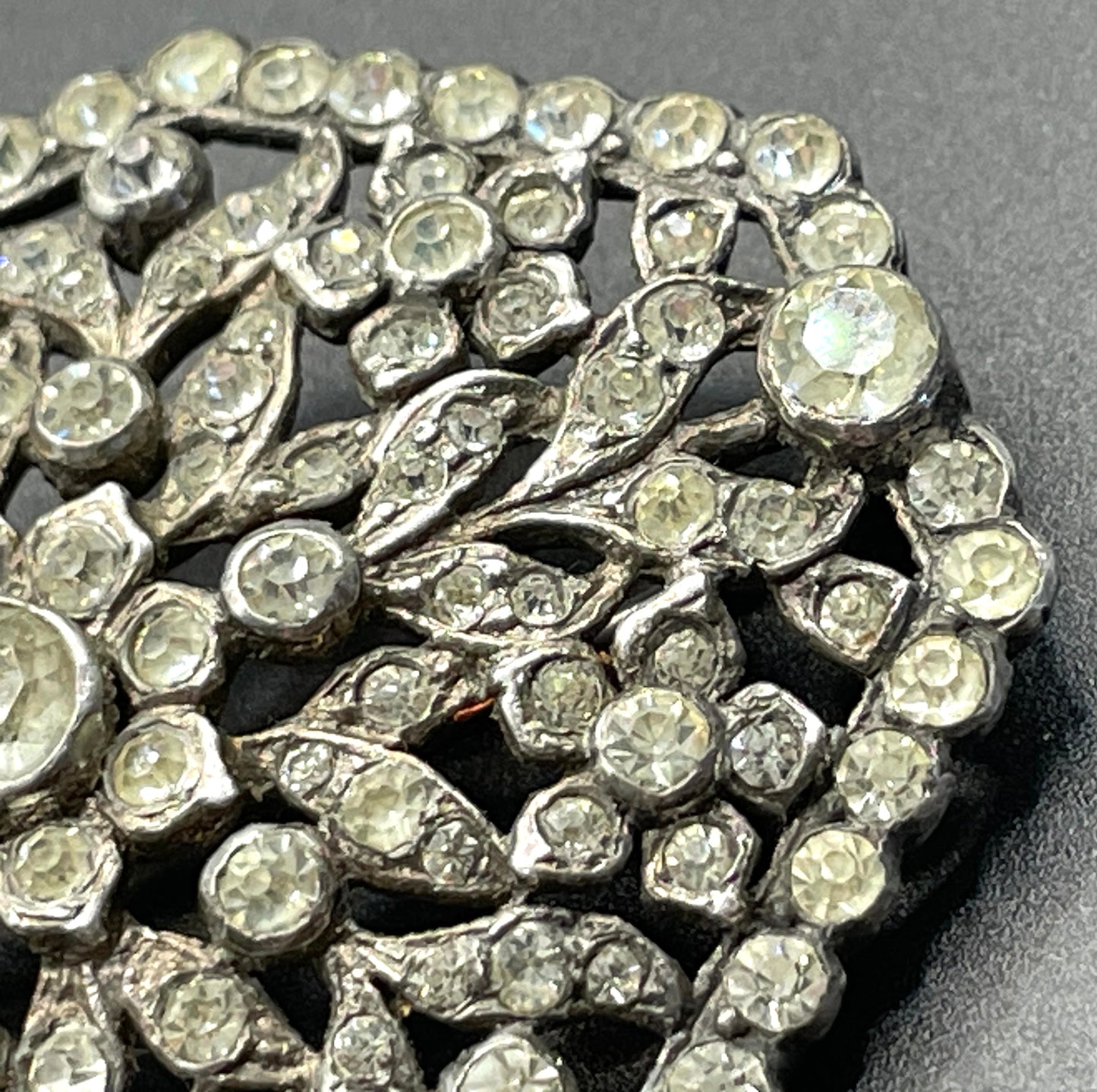 Large antique Victorian to Edwardian clear paste rhinestone brooch pin