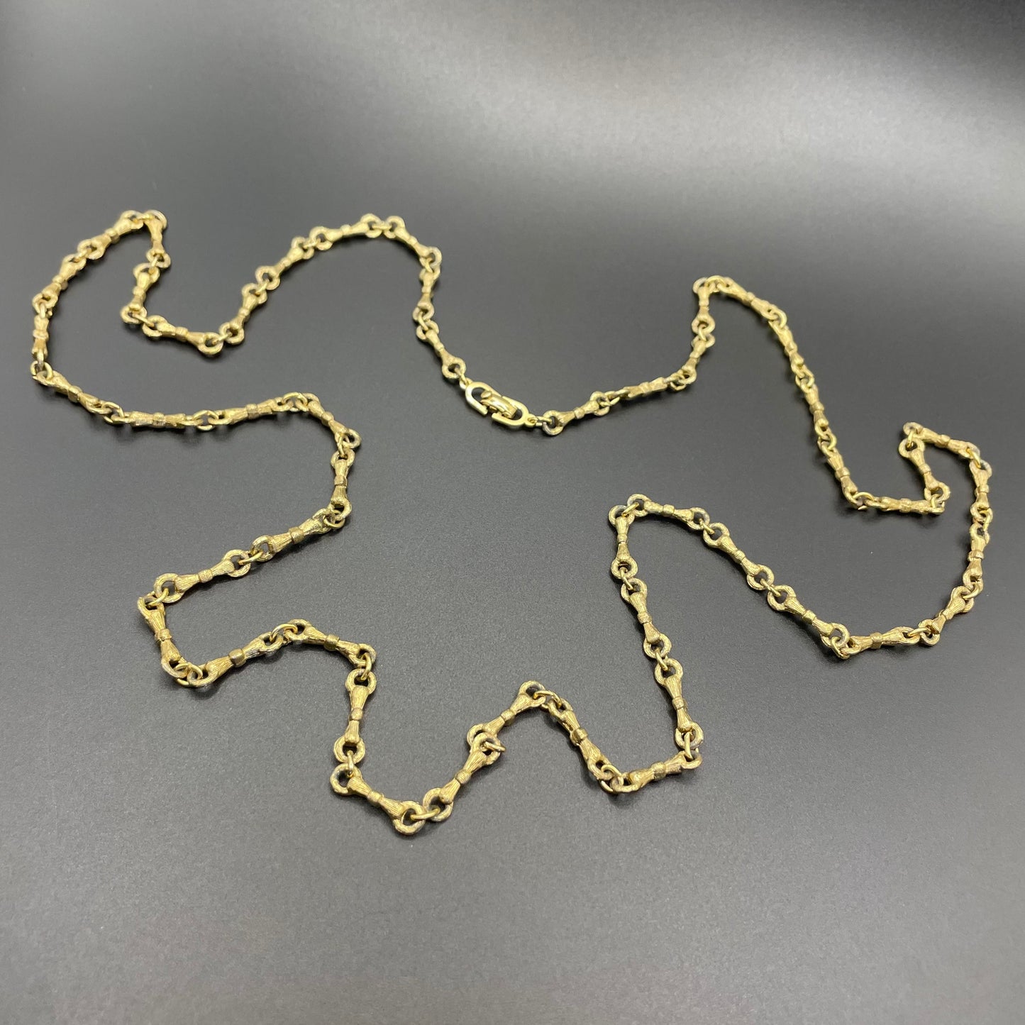 Vintage Christian Dior signed gold plated long ornate chain link necklace