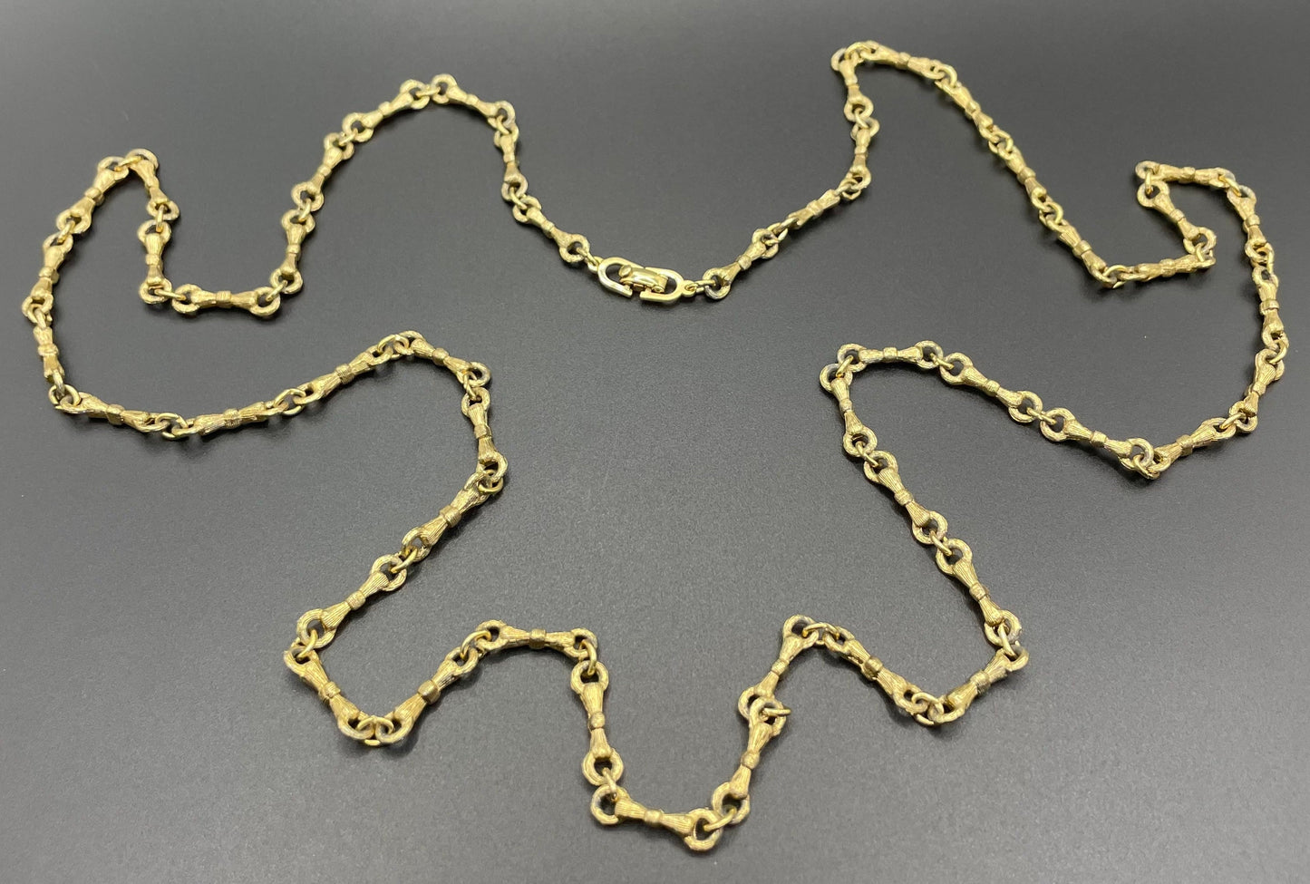 Vintage Christian Dior signed gold plated long ornate chain link necklace