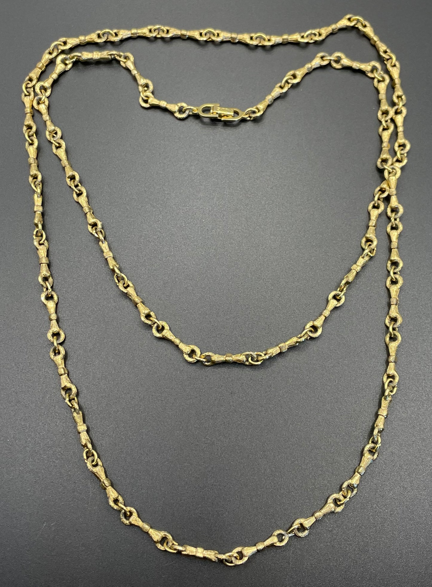 Vintage Christian Dior signed gold plated long ornate chain link necklace