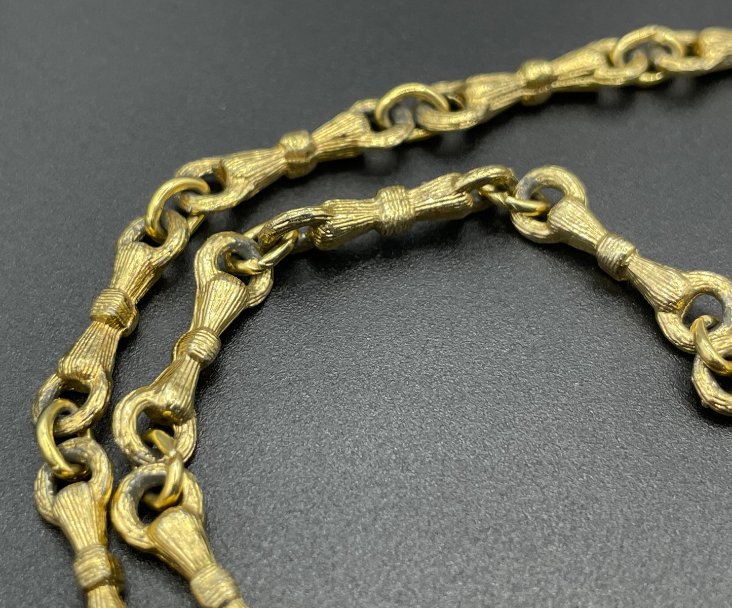 Vintage Christian Dior signed gold plated long ornate chain link necklace