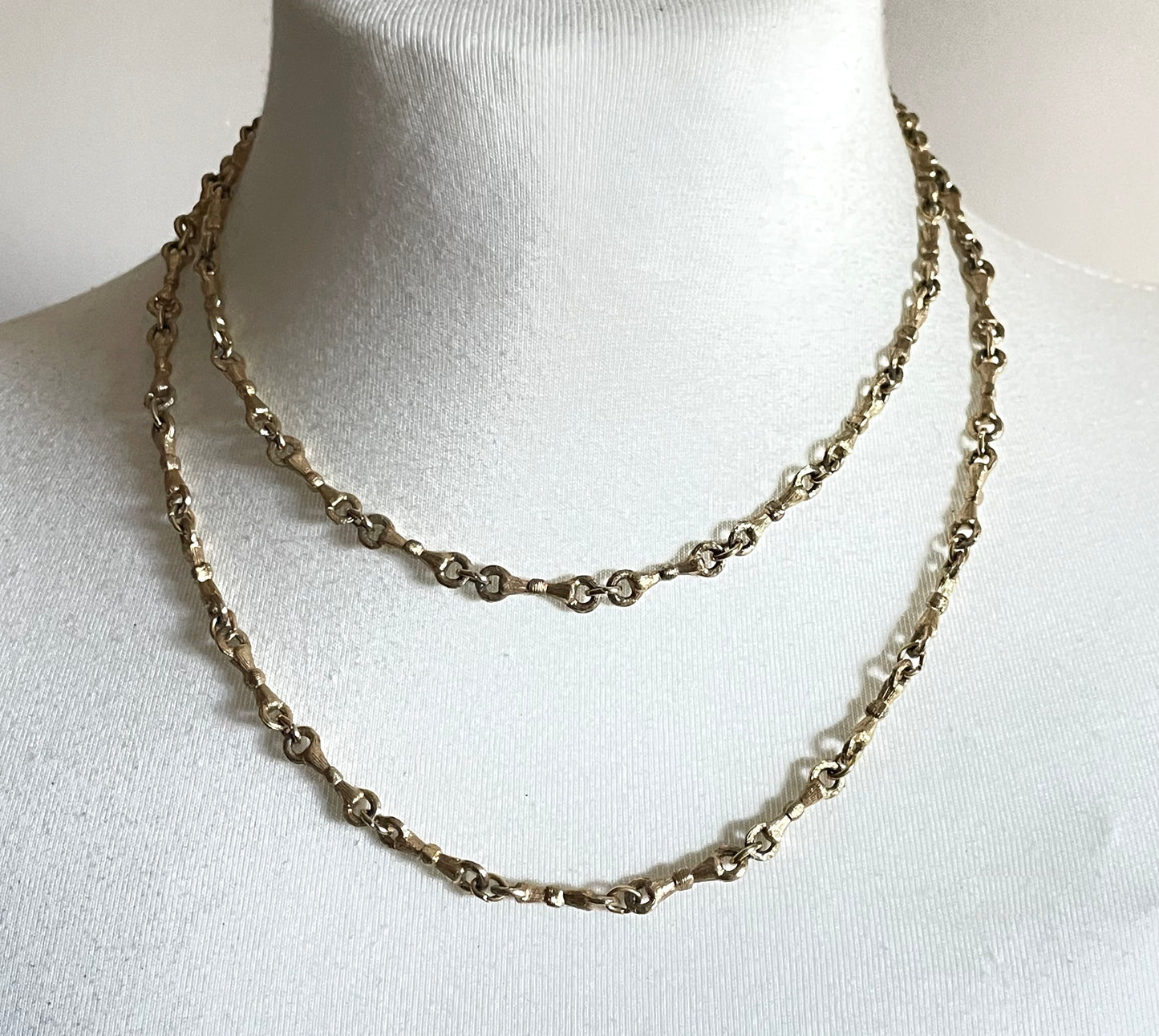 Vintage Christian Dior signed gold plated long ornate chain link necklace